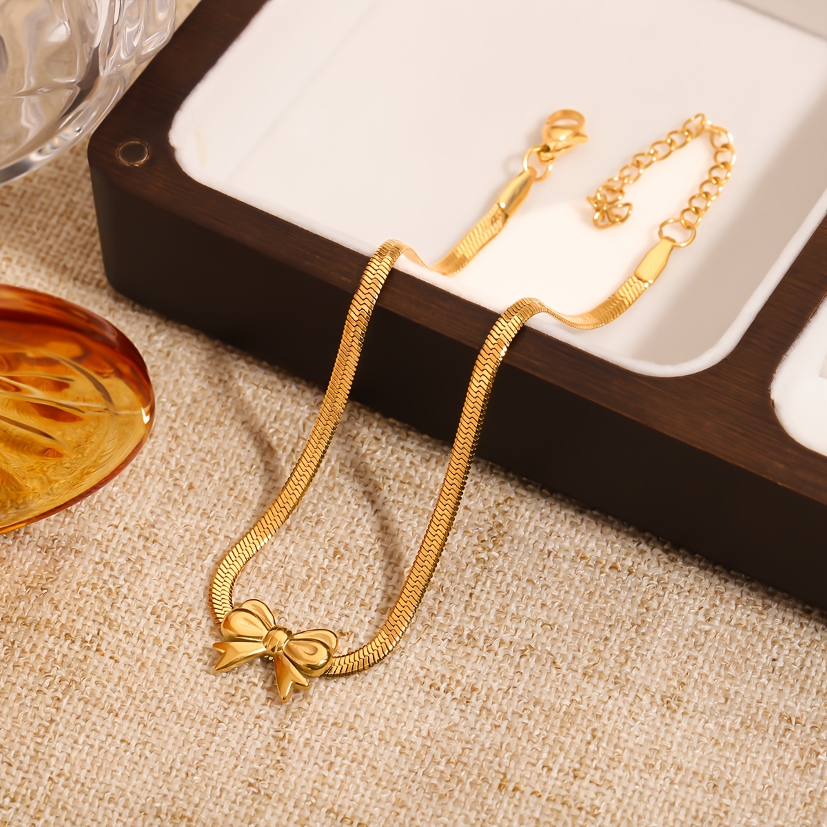 Bow Stainless Steel Snake Chain Anklet, And Material, An Elegant And Sexy Daily Accessory For Women
