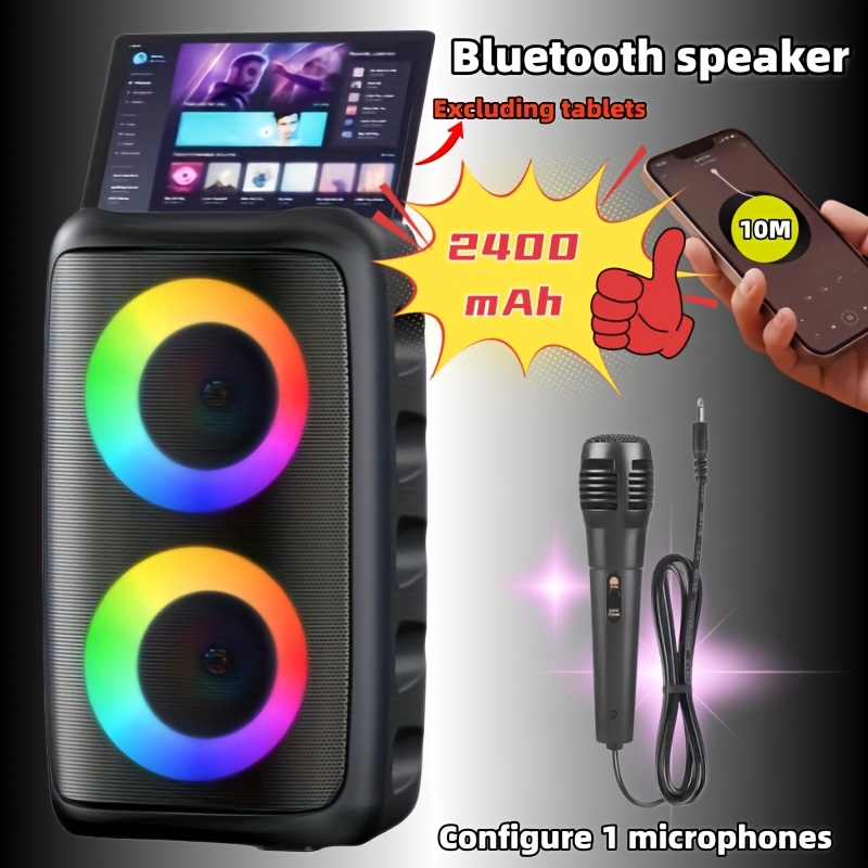 TEMU Portable Wireless Speaker With Compatible For Home, Parties, Travel | Usb-/power Adapter-free, Fm Radio, Usb/aux/tf Playback, Microphone