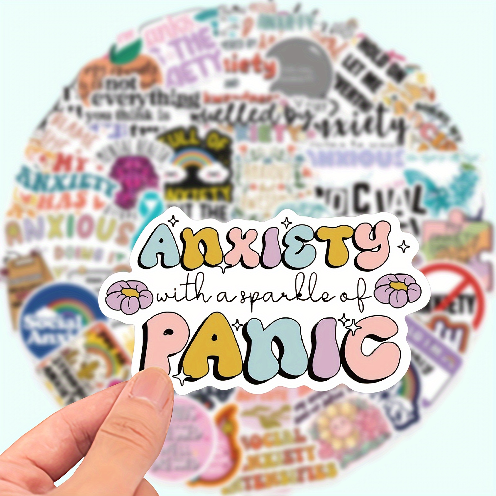 

50pcs Anxiety Stickers - Perfect For Laptops, Water Bottles, Helmets & More - Ideal Gift For Holidays & Rewards