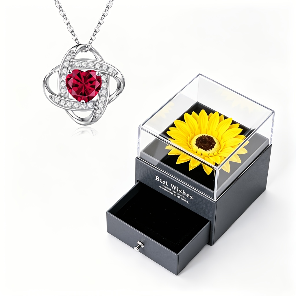 Heart Synthetic Zirconia Pendant Necklace with Gift Box