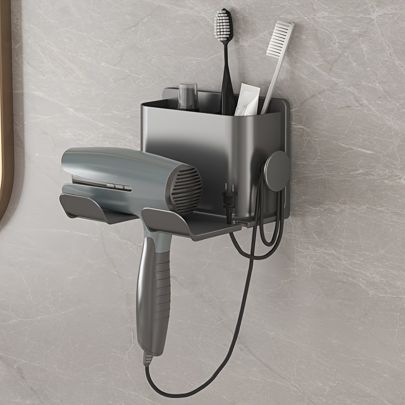 TEMU Hair Dryer Multifunctional Shelf, Bedroom Bathroom Wall-mounted Storage Rack, Shelves