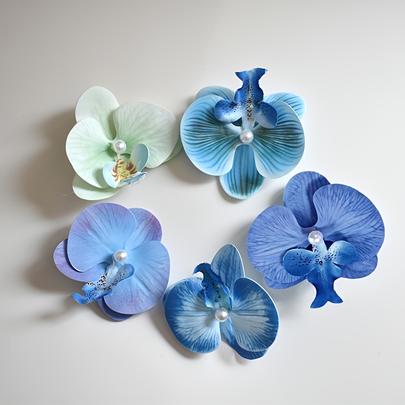 TEMU 5pcs Orchid Hair Clips, Orchid Duckbill Clips, Women's Floral Hair Accessories, Floral Accessories For Clothing And Bags, Random Color
