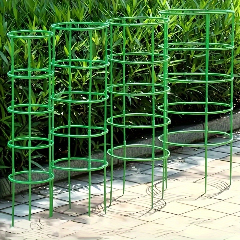 

18pcs 3-layer Plastic Flower Pot Stand, 12pcs 2-layer Garden Support Rings, 6pcs 1-layer Potted Plant Stakes - Stackable Plant Support Structures For Gardening