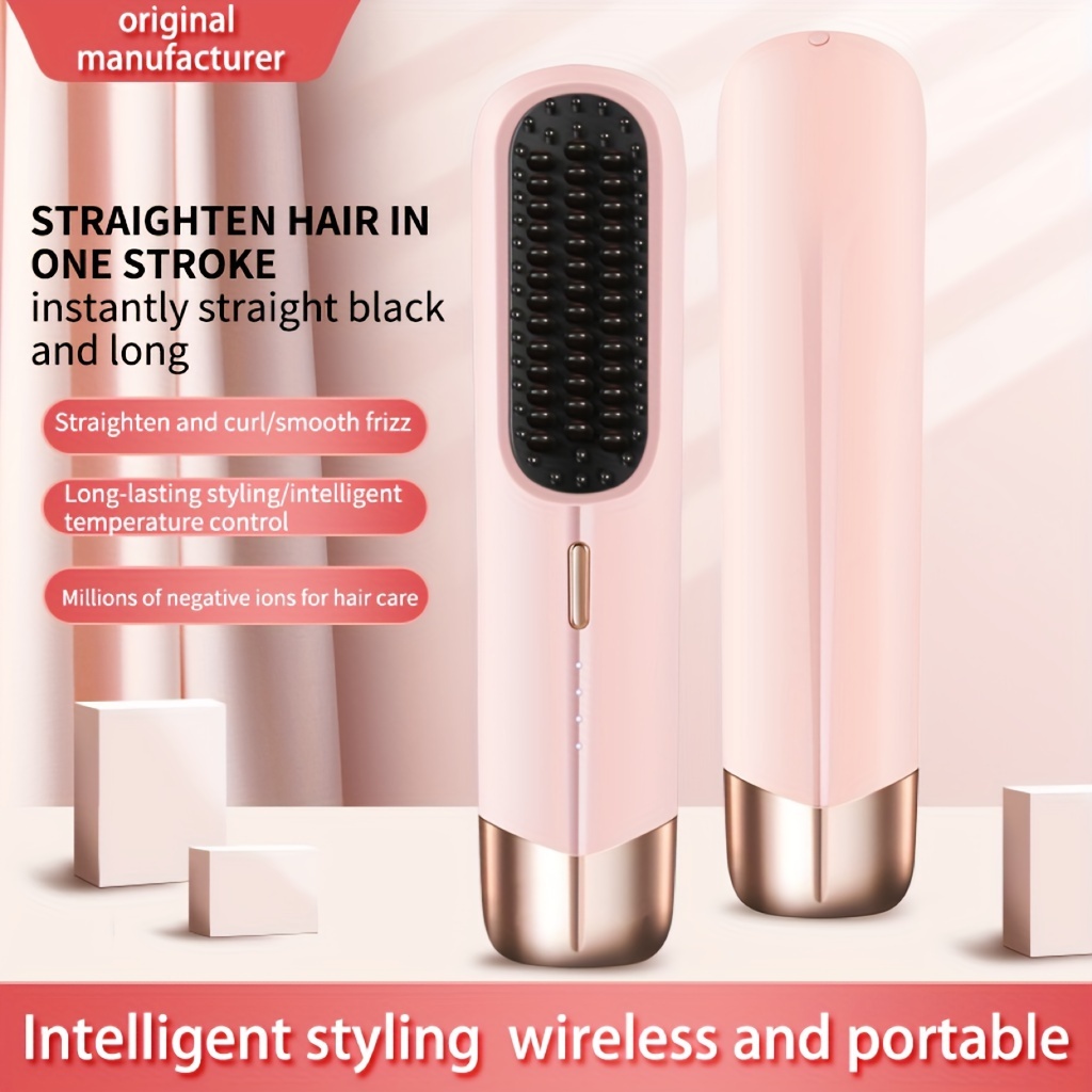 

Portable Wireless Hair Straightener Comb - Negative Ion, Hair, Usb Rechargeable With 2000mah Lithium Battery, For All Genders