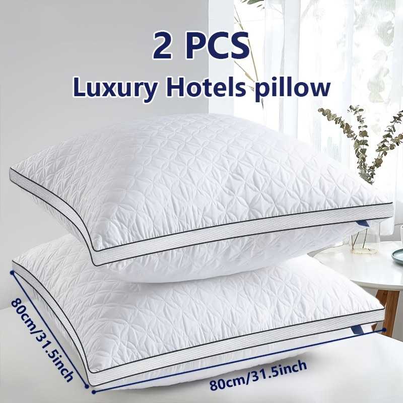 1/2pcs Hotel Same Luxury Pillow 1pc Specification 40cm X 80cm, 2pcs Specification 40cm X 80cm And 80cm X 80cm Pair Oversized Three-dimensional Quilting Pillow Core Soft Support Adult Sleep Pillow
