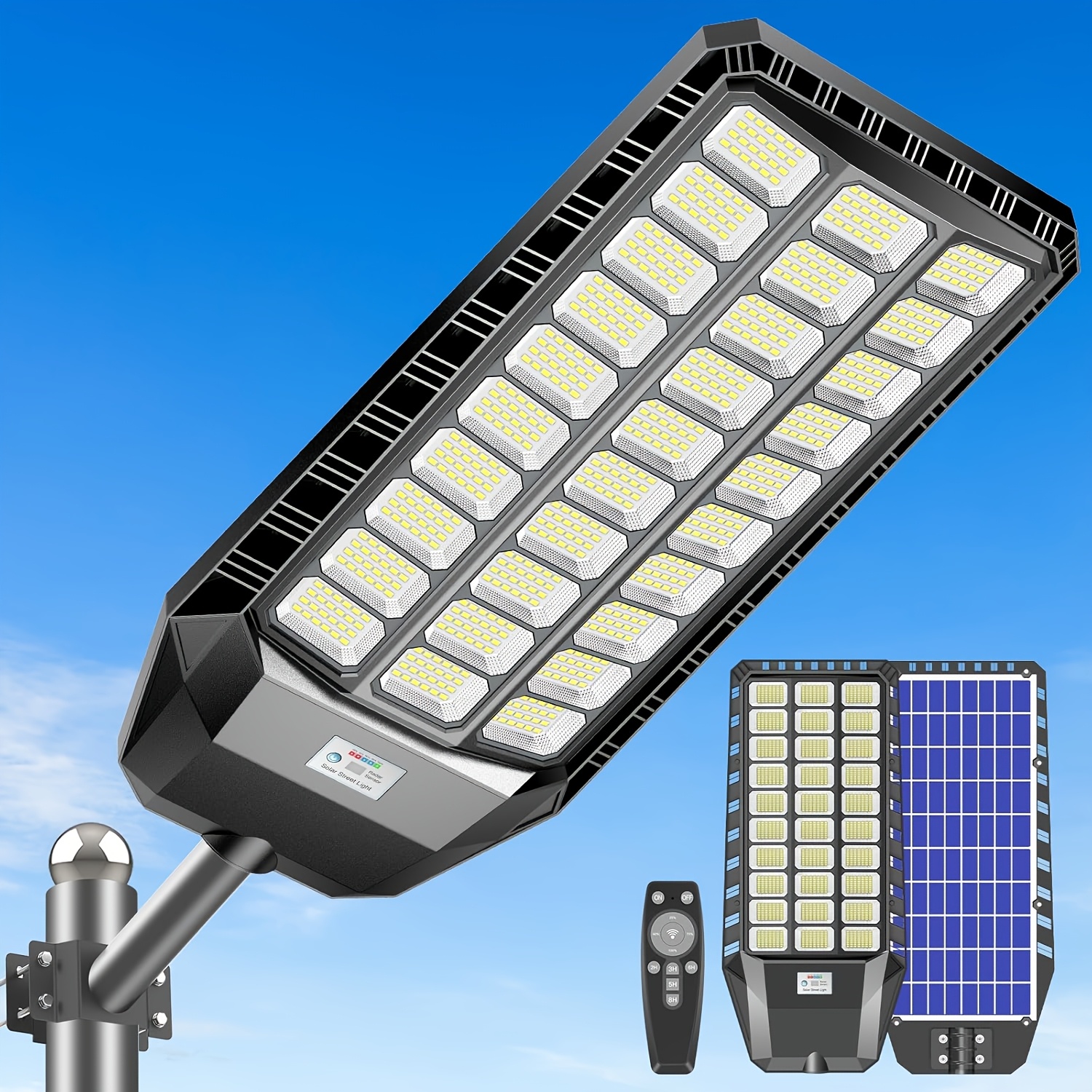 TEMU Adewalk Solar Street Light Ip65, High Brightness Commercial Solar Street Lights Outdoor Dusk To Dawn, Solar Outdoor Light With Motion Sensor And