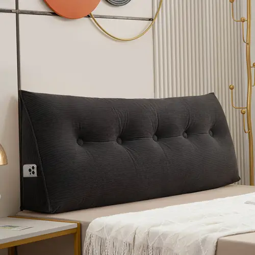 quilted reading bolster headboard pillow medium soft polyester wedge cushion back support with machine washable cover for bed rest positioning fits twin queen king