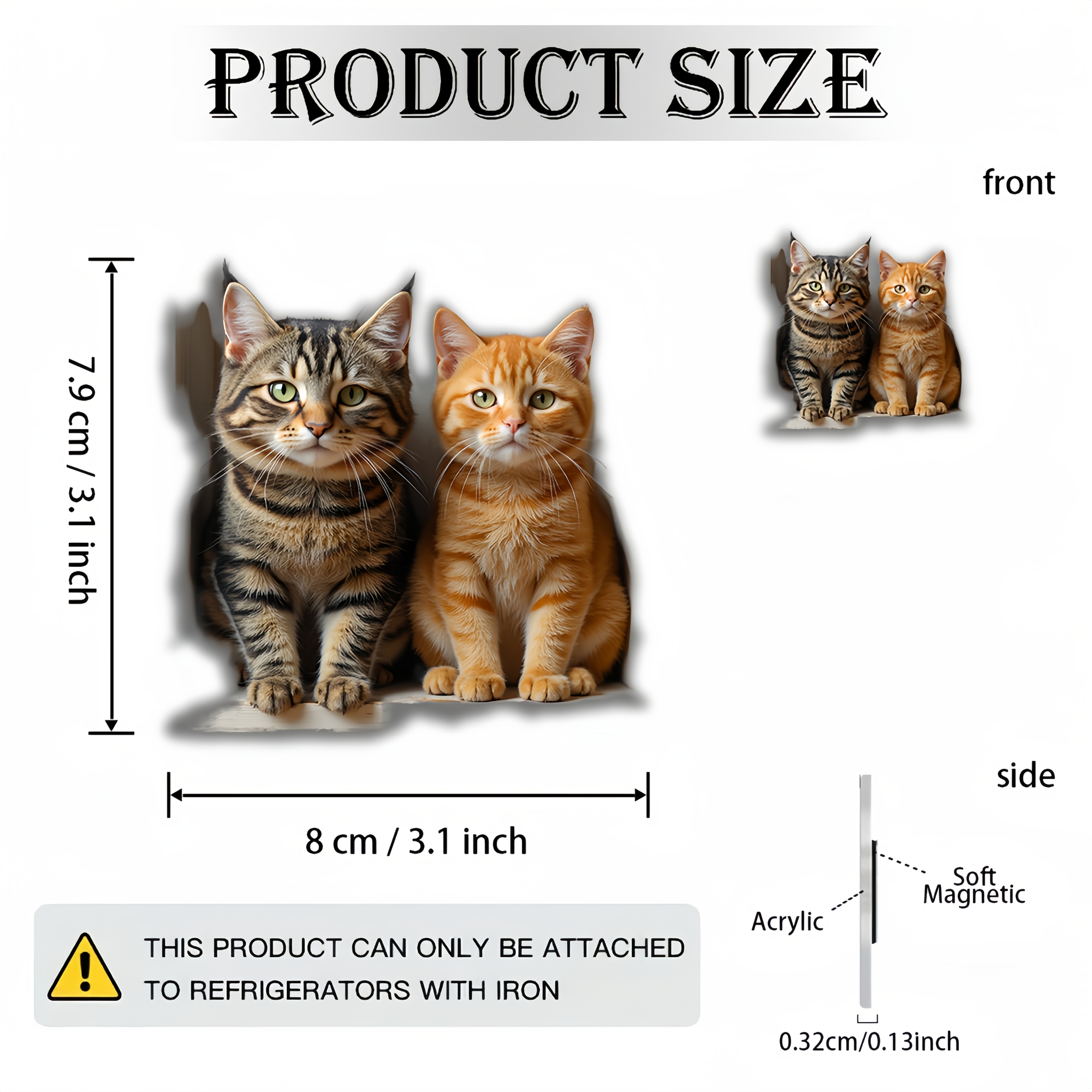 TEMU Imán de gato dual de 1 pieza, adecuado para amantes de , decoración de pared de felino de con imán de acrílico y goma, base para nevera, hogar,