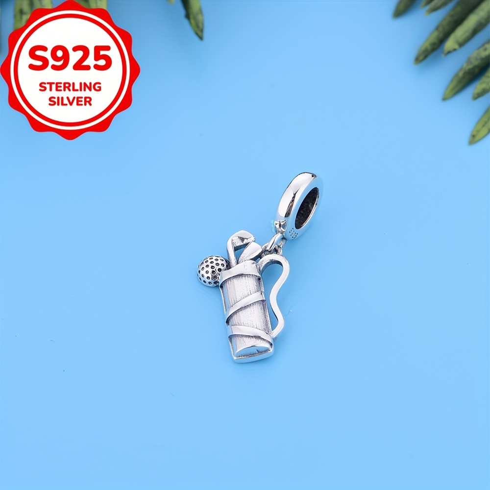 1pc 925 Sterling Silvery Golf Equipment Model Pendant Charms Beads For Jewelry Making Gift