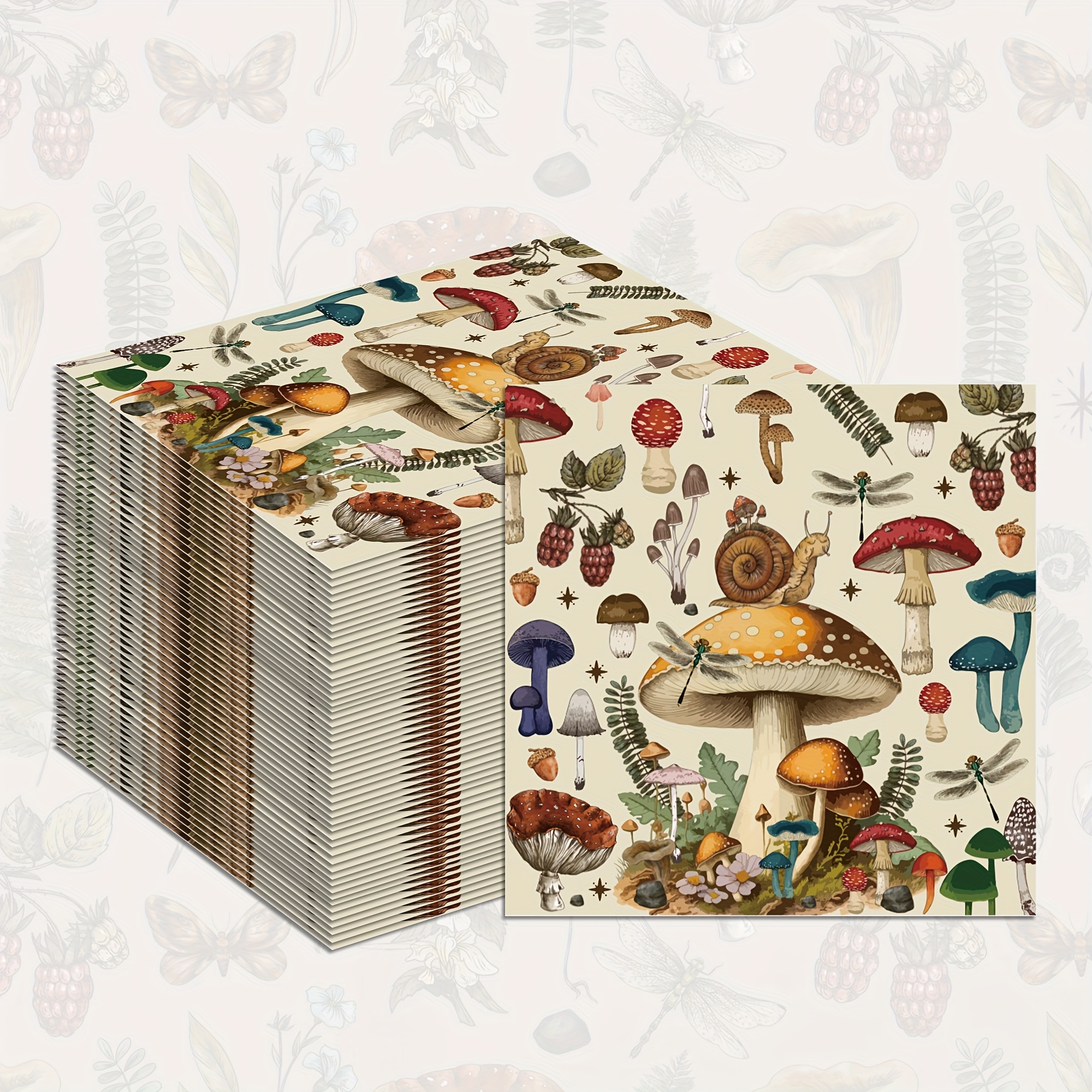 

20pcs Mushroom-themed Disposable Paper Guest Napkins - 2-ply Hand Towels With Vibrant Mushroom & Design For Weddings, Parties, , Wedding Napkins | Accessory | Napkins