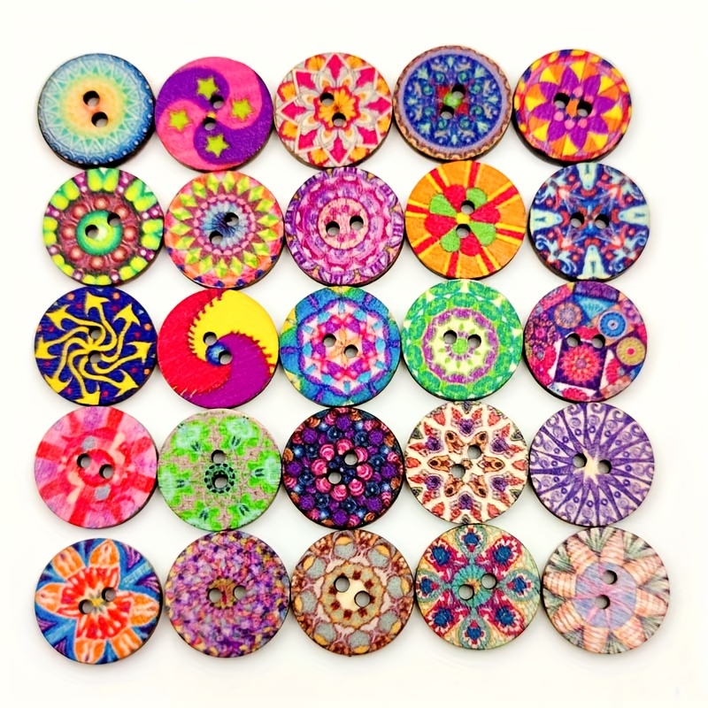 

100pcs Wooden - Patterned For , Sewing, Scrapbooking, And Decoration