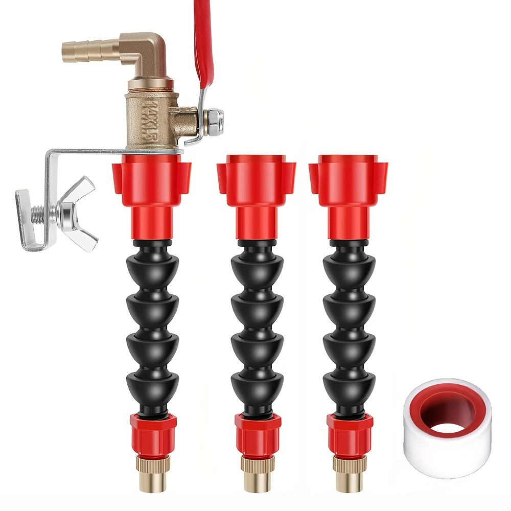 TEMU 4pcs/set Dust Remover Water Sprayer For Cutting Machine - Misting System Nozzle With 1 Spare Pipe And 1 Roll Material Tape, Coolant Misting Tool