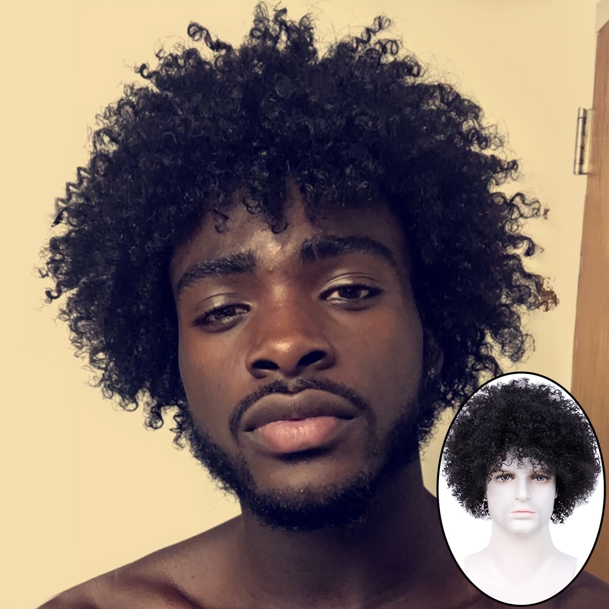 Man 8inch Afro Wig For Short Hair Wigs For Short African Afro Wig Natural Spiral Black