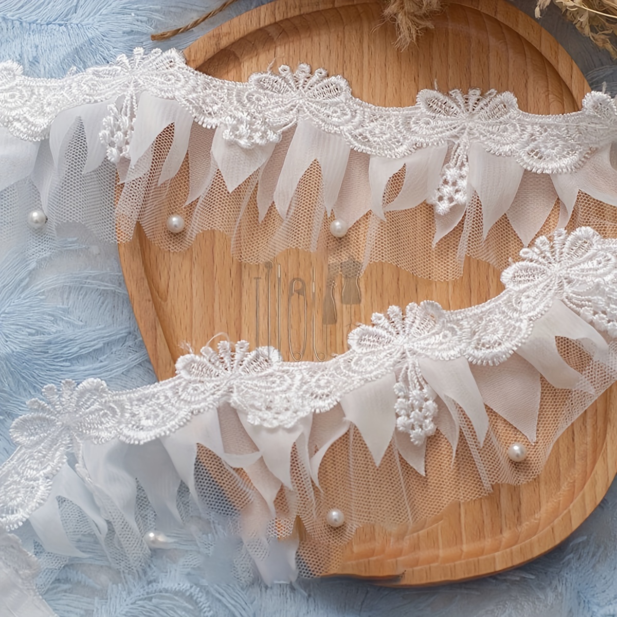 

Classic Butterfly Lace Trim - 2 Yards X 7cm, Chiffon Pleated With Bead Accents For Collars, Skirts, Curtains, Wedding Dresses & Accessories