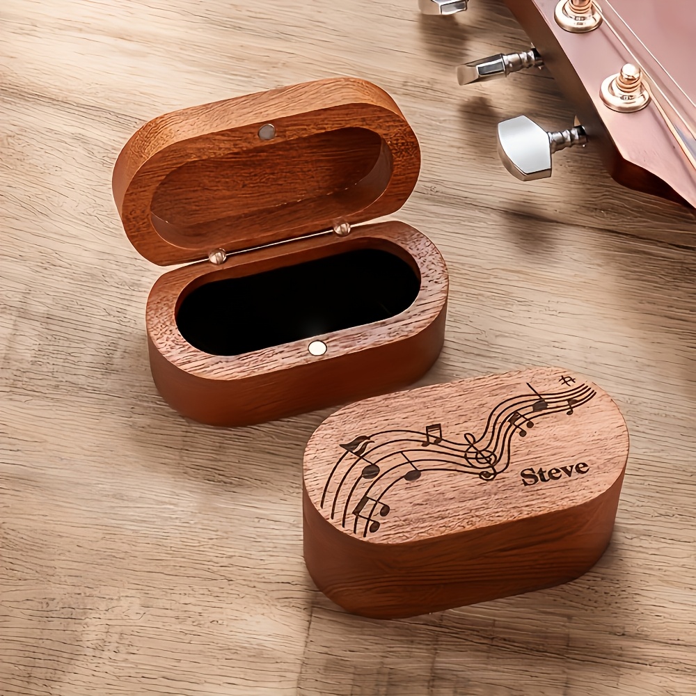 E-shop Personalisierte Holz-Gitarrenbox mit graviertem Namen oder , Aufbewahrungsbox für Musiker Gitarristen, Geburtstagsgeschenk