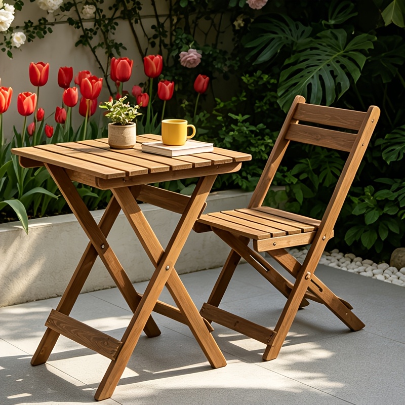 portable folding table chairs suitable for outdoor solid picnic table with folding mechanism lightweight patio table and chairs for camping coffee shop backyard balcony spray painted frame no  