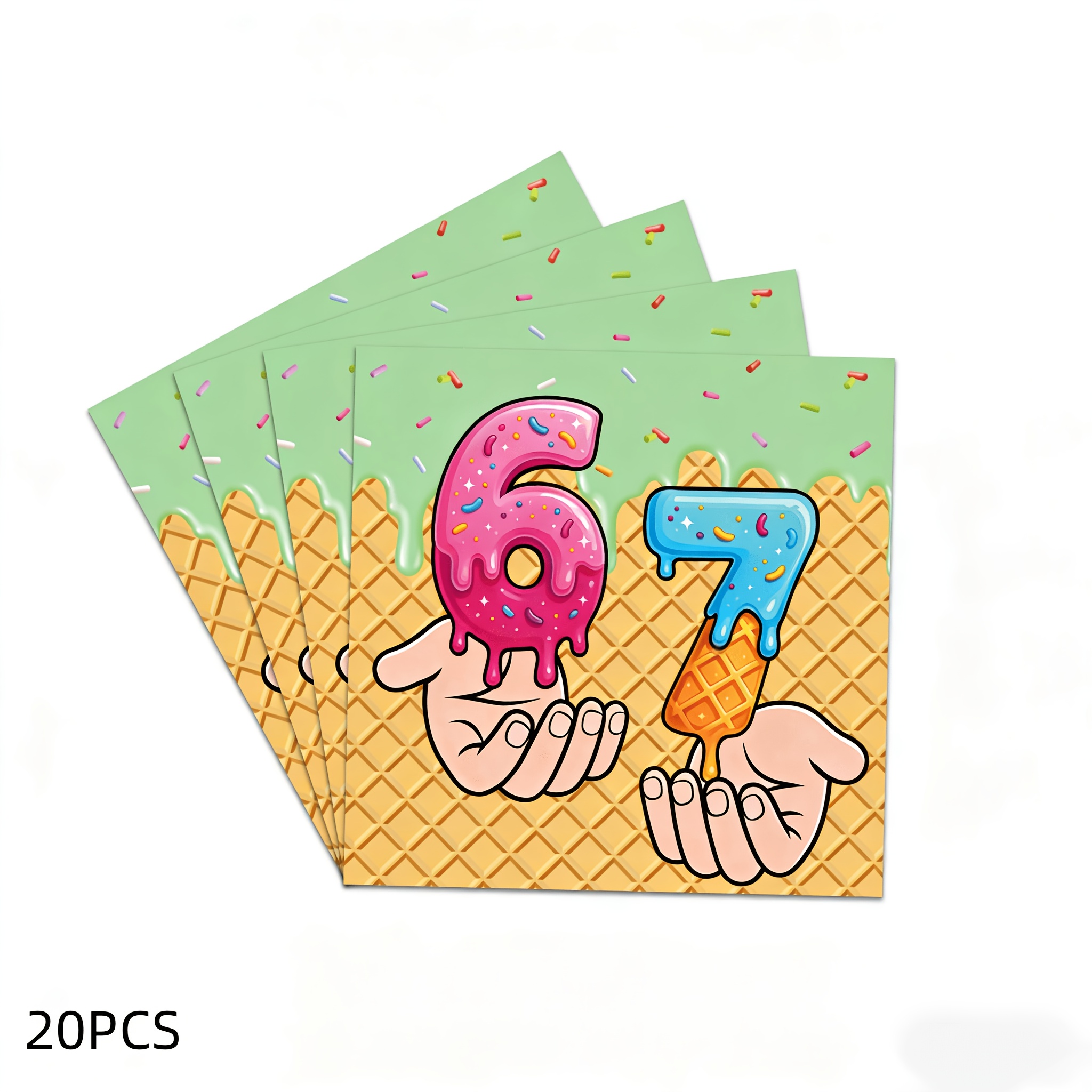 E-shop 20/40/60 Stück 6 7 Servietten Kreative Gastservietten Eiscreme-Thema Papier-Essservietten Lustige "67" Party-Servietten Handtuch für Brautparty