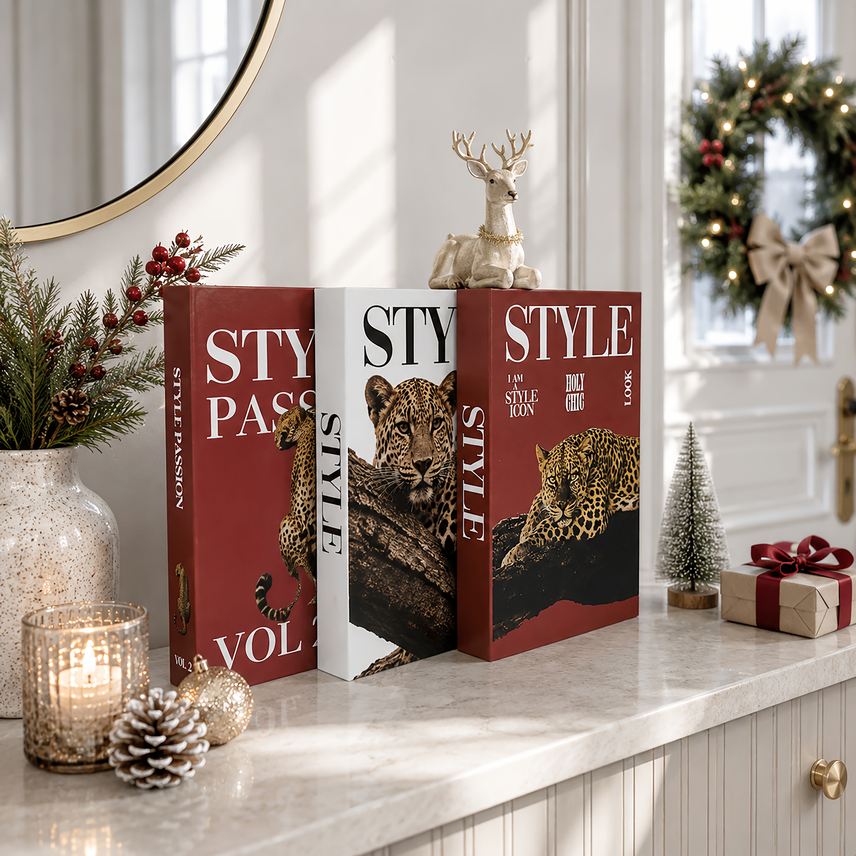 TEMU 3pcs Set - Decorative Books, High-end Hardcover Foldable Decorative Fake Books, Aesthetic Home Decor Statues, Christmas Home Scene Decorations,