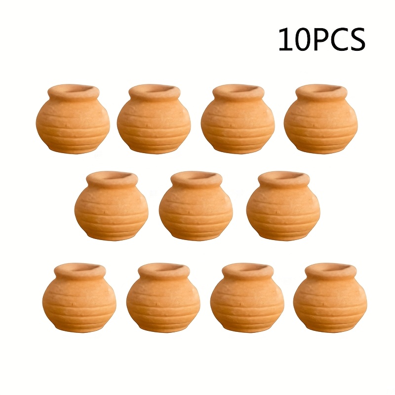TEMU 10pcs Miniature Tiny Clay Pots Mini Flower Pottery Planter For Diy Garden Plants Office Home Decoration