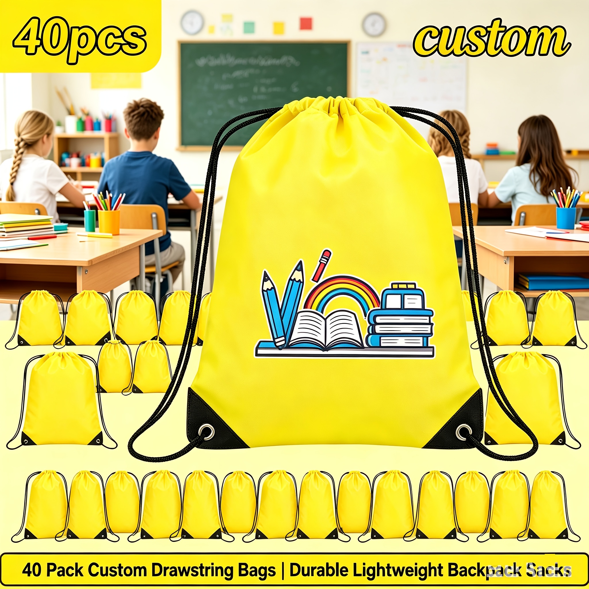 40pcs Customizable Climbing Rope Bag, Durable Polyester Material