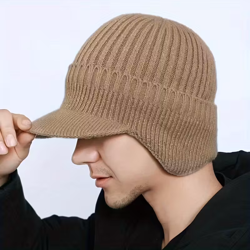 1pc mens winter knit beanie hat thick warm polyester soft breathable ribbed texture for outdoor sports casual winter hat cold weather gear durable construction cold climate wear Product details 9