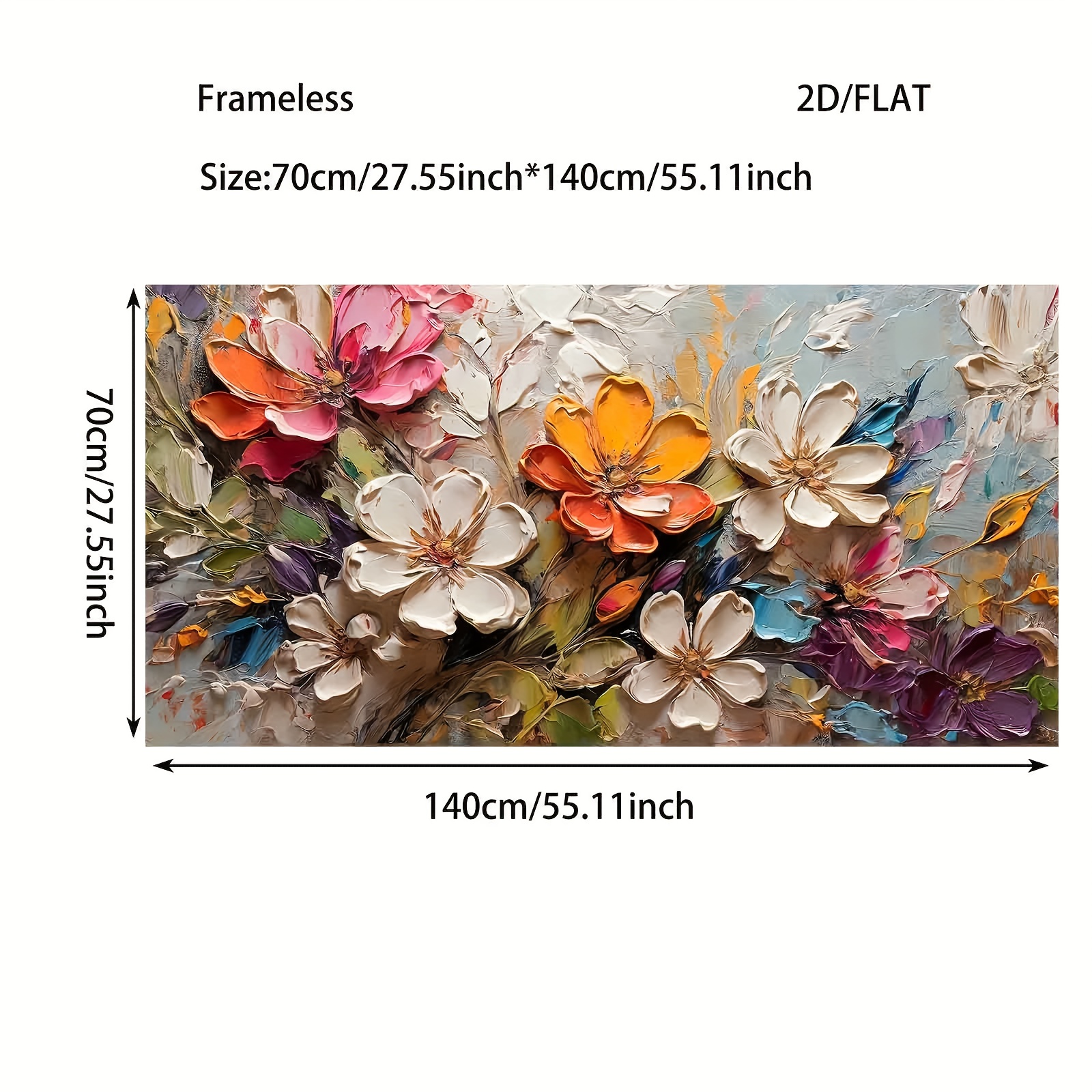 2D/flat 1pc 27.55inch*55.11inch/70cm*140cm Frameless Modern Flower Art Canvas Poster for Bedroom and Living Room Decoration Cuadros No Frame
