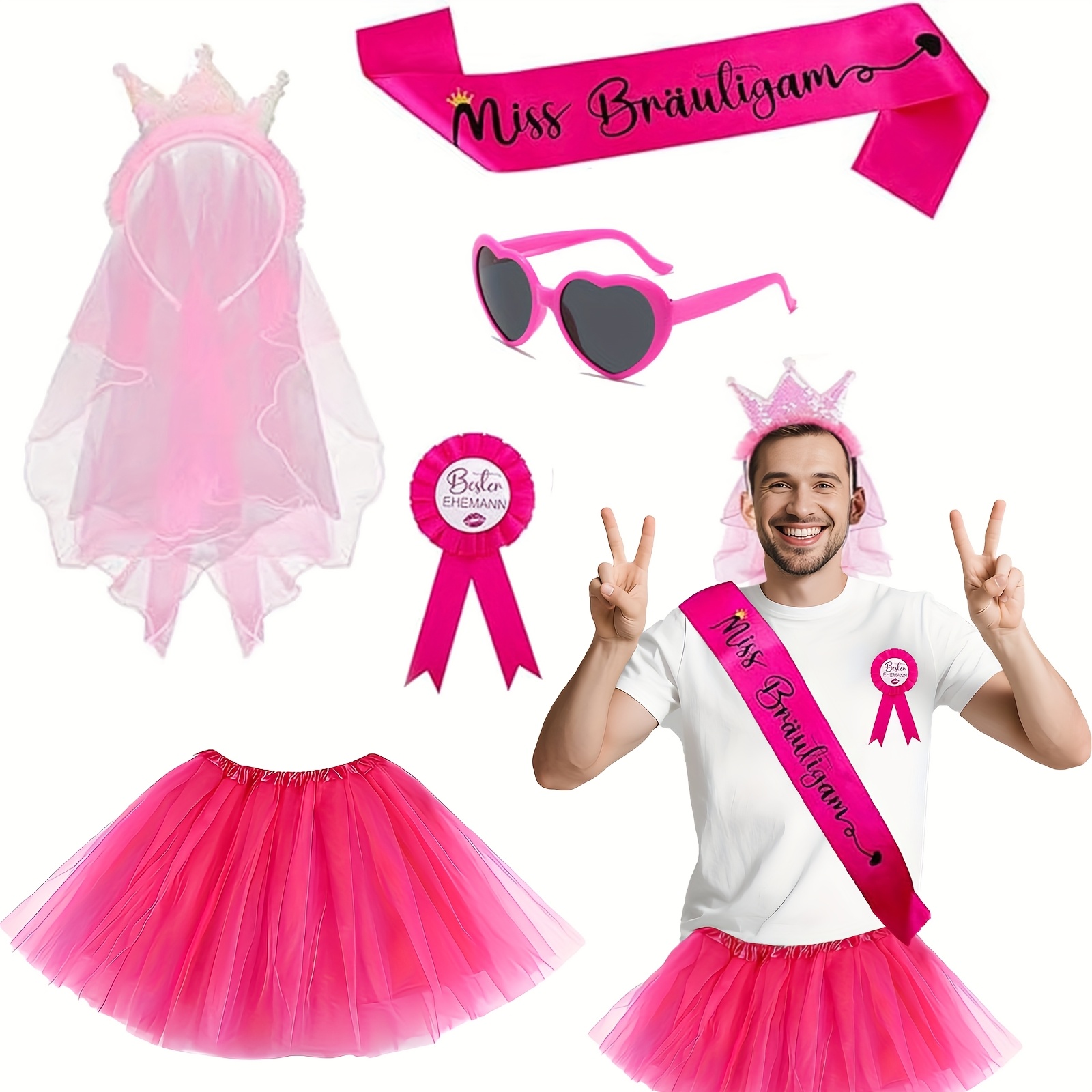 5pcs mens costume set for bachelor party including tutu skirt