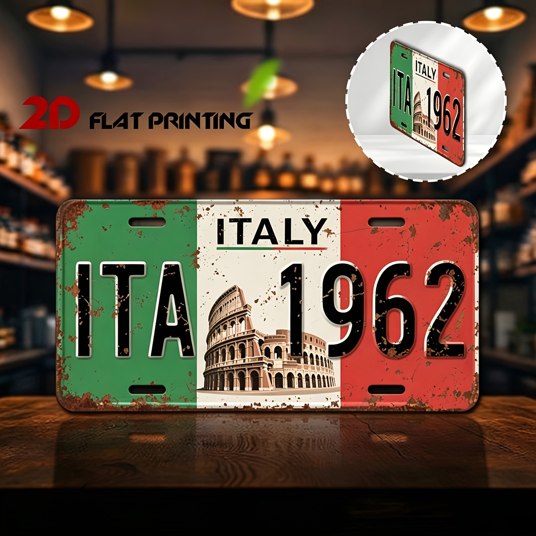 TEMU 2d Flat, 2d Flat Printed Aluminum, 1pc, Italy 1962 Themed Retro Metal Sign, Decorative Plaque And Signboard, National Year Commemorative