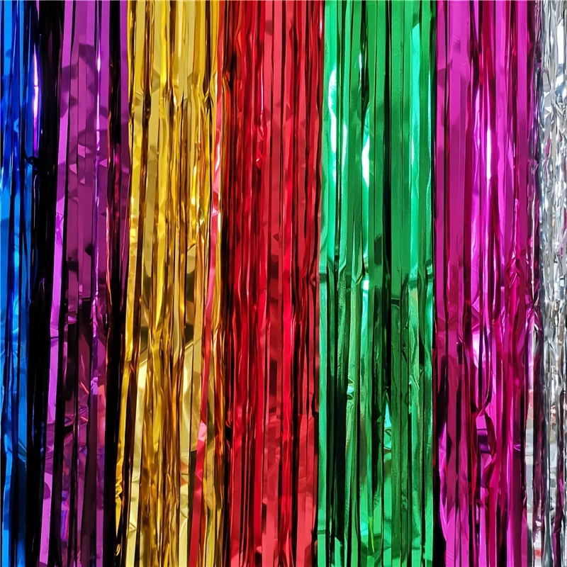 

1pc, 3.3ft *6.6ft Tinsel Foil Fringe Curtains Backdrop Curtain Wall Background Glitter Door Streamers,suitable For New Year Christmas Birthday Valentine's Day Wedding Engagement Party Decoration