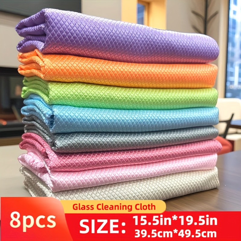 TEMU 8pcs Glass Cleaning Cloth, Microfiber Towels For Cleaning Windows, Screens, Cars. Absorbent, , No Streak! For Phone, Tv, Lens, Kitchen,