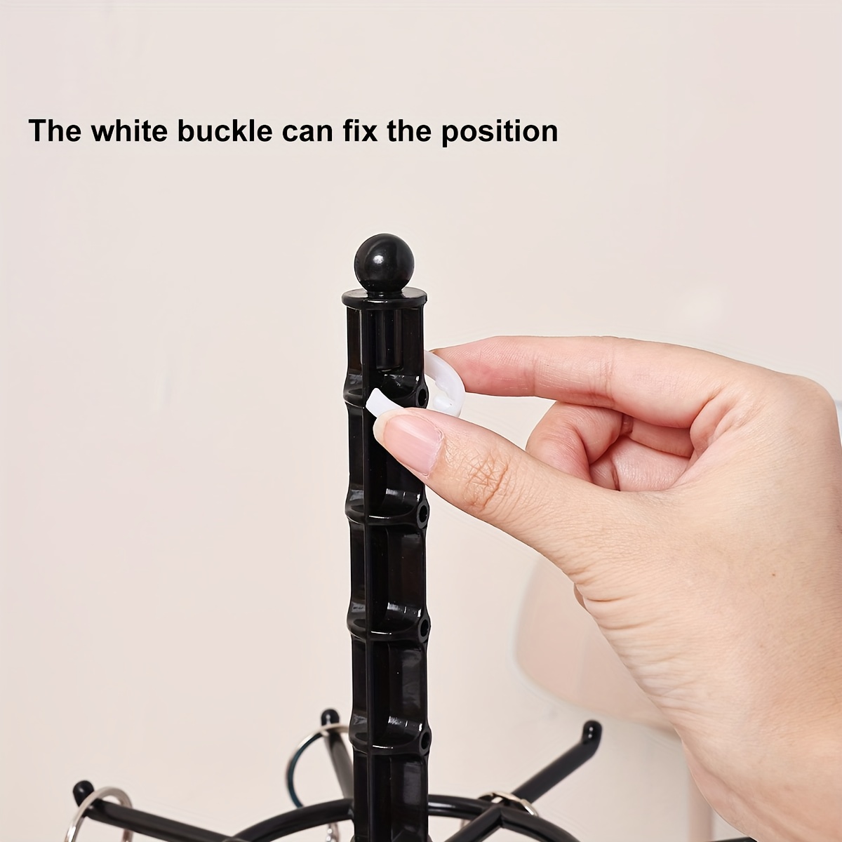 Black/Transparent Rotatable Key Hook Rack, Adjustable Height Jewelry Organizer