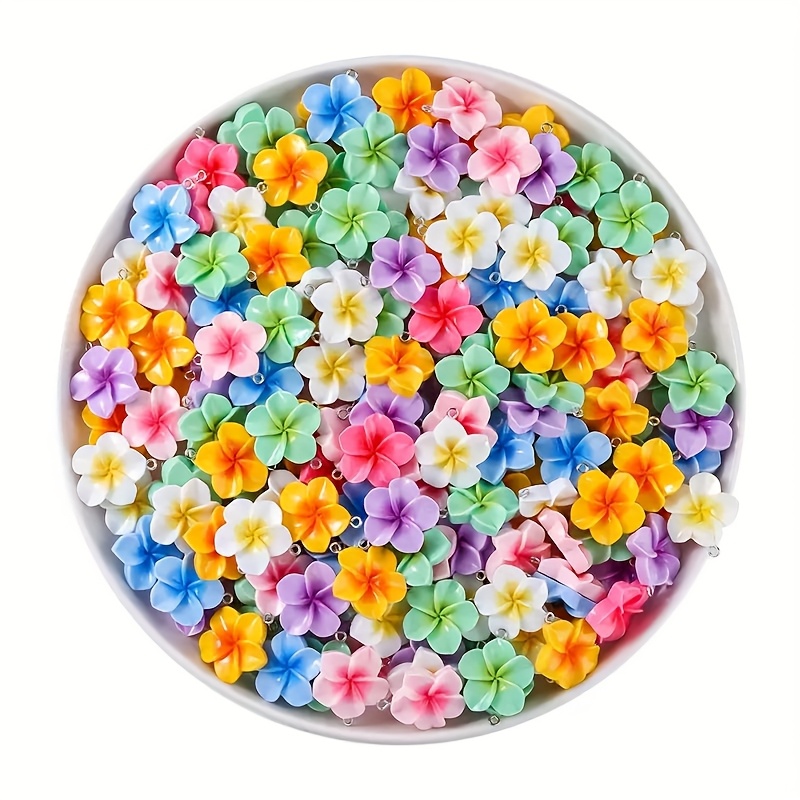 25pcs Vibrant Resin Flower Charms for DIY Jewellery Making