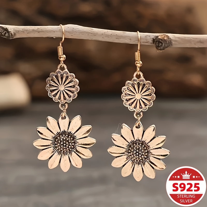 TEMU Elegant Fashion Earrings 925 Sterling Retro Style, Shaped Women's Earrings, Fashion Temperament Accessories, Daily Wear And Matching Clothing,