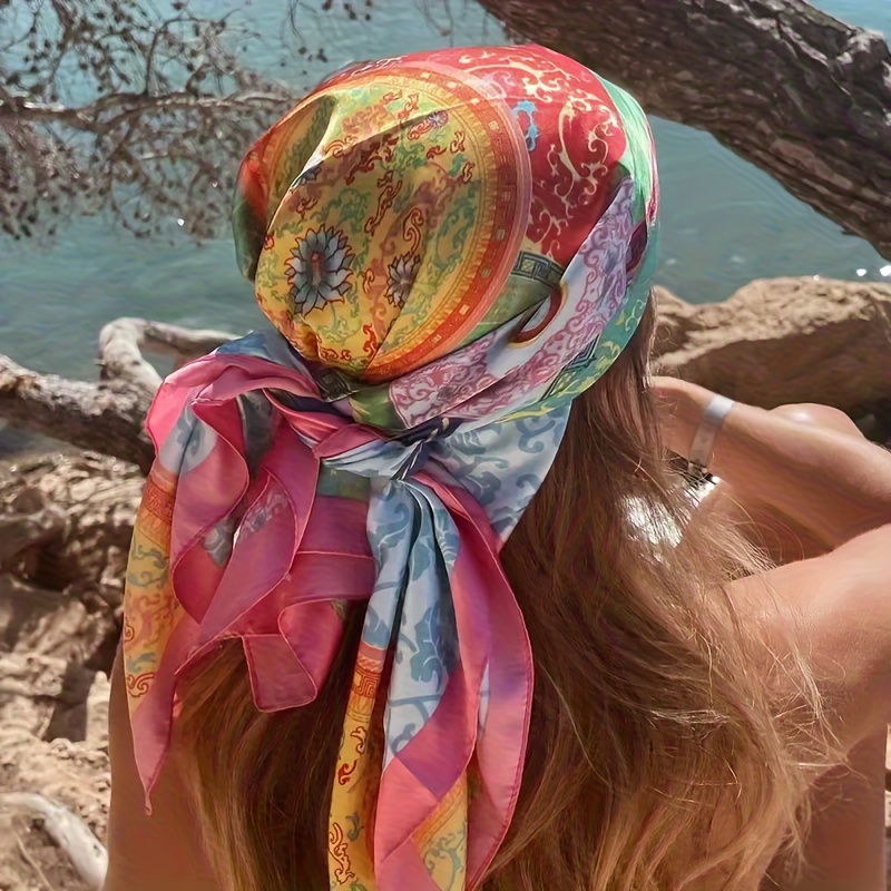 modischer, bemalter paisley-übergröße-quadratschal, 35,4 x 35,4 zoll, textur, winddicht und sonnenschutz, damen-kopftuch, damen-schal, damen-tuch, multifunktionales damen-accessoire, ganzjahreseinsatz
