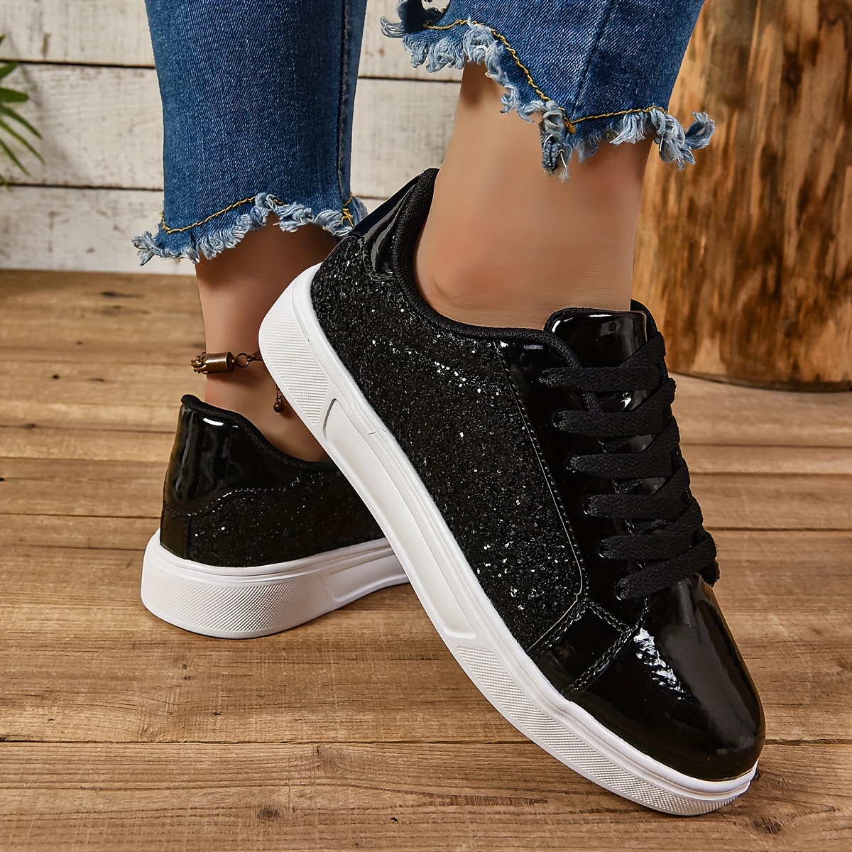 Rhinestone Black Sparkly Sneakers Mcqueen Black Glitter Alexander