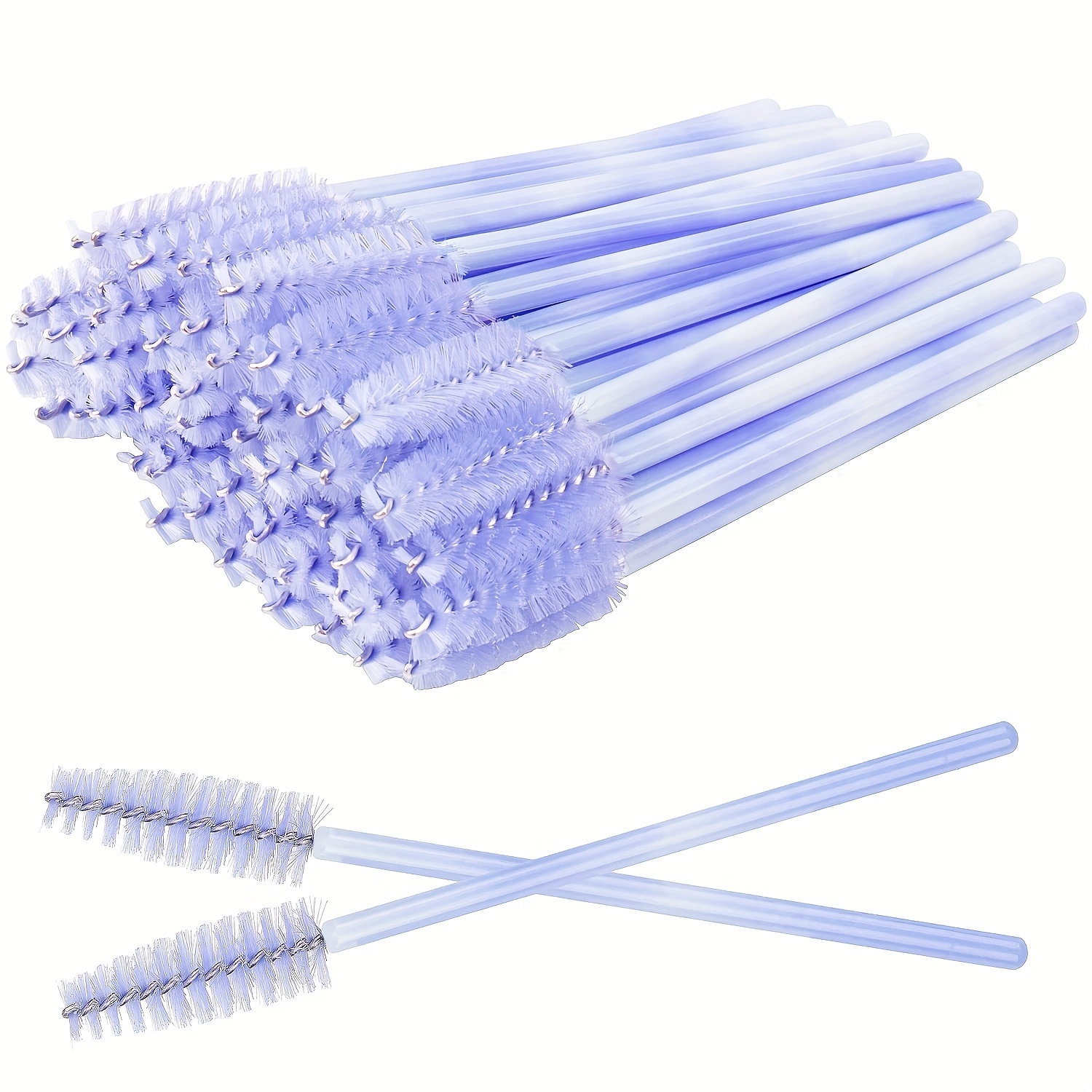 E-shop 50 Stück/Packung Große Größe Vergrößerte Dicke Falsche Wimpernbürste, Tie-Dye Farbe Stab Einweg Wimpernzange Augenbrauen-Krümmelbürste Spirale