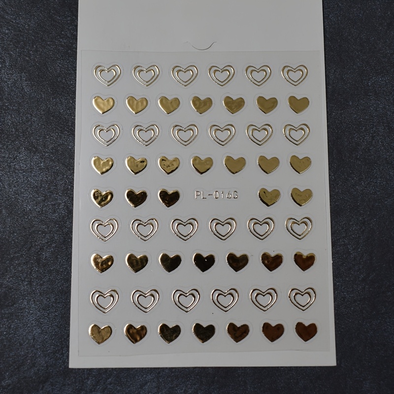 Image of 1pc Embossed Gold-embossed Nail Art Stickers | Self-adhesive Shiny Nail Decoration, -shaped Design, Valentine's Day Theme, Irregular Shape, No Fragrance, Perfect For Women's Holiday Party Gifts