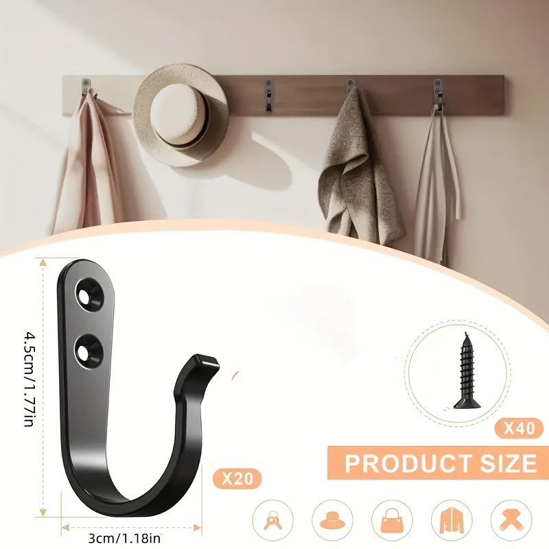 E-shop 20 Schwerlast-Metallwandhaken, Wandmontierte Metallhaken, Einfach zu Installieren, Industrielle Präsentationshaken für Zuhause Büro-Dekor -