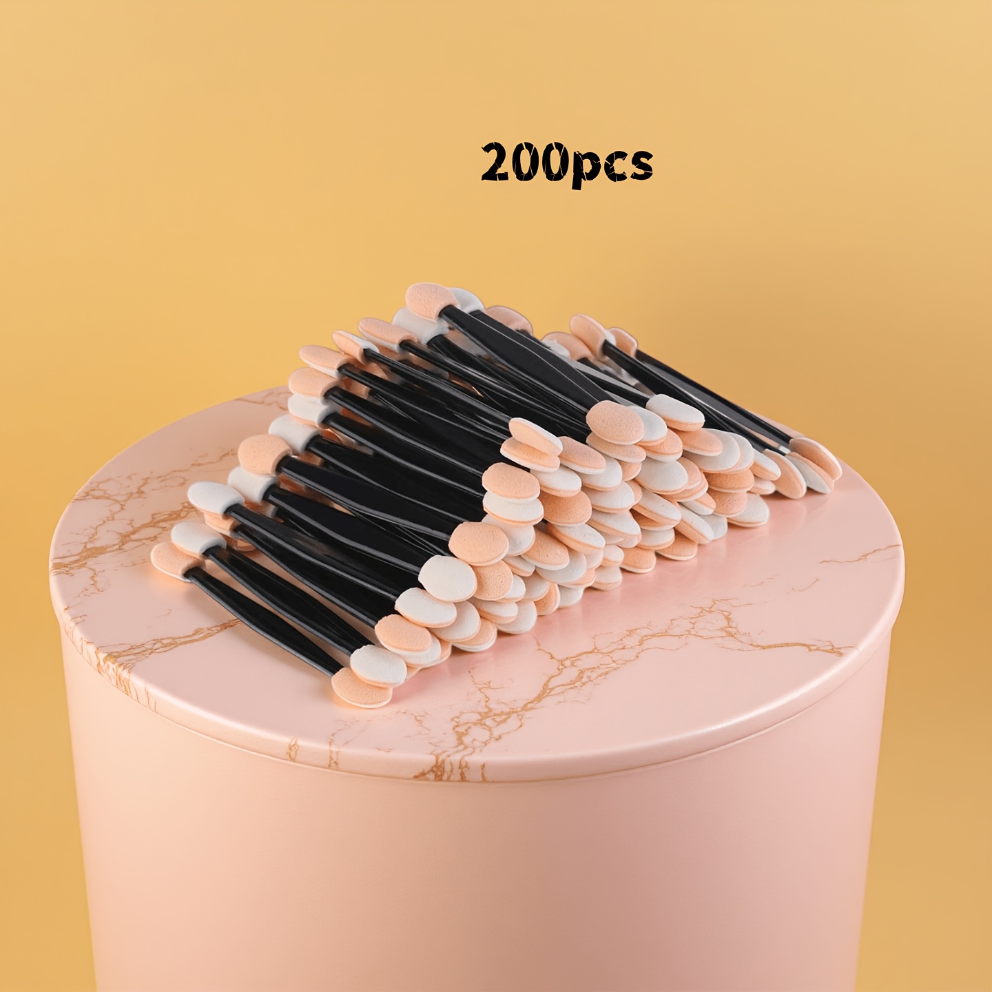 TEMU 200pcs Double-ended Eyeshadow Brush Set, Disposable Double-sided Eyeshadow Brushes, Dual-ended Sponge Applicators, Oval-tip Eyeliner Brushes,