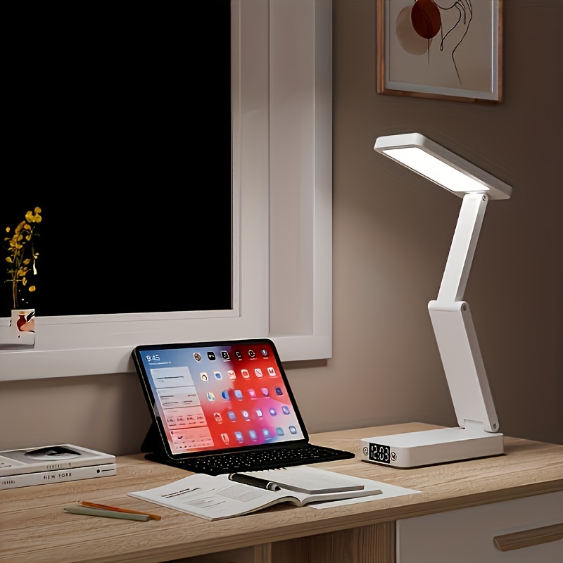 

Versatile Foldable Led Desk Lamp With Usb Charging, Time Display & Power Bank Function - 4500mah Large Capacity, White