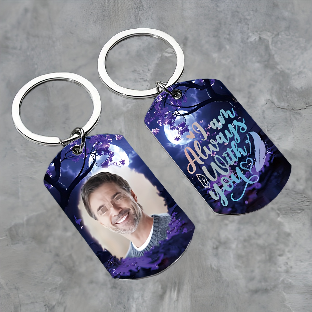 TEMU 1pc Custom Memorial Photo Keychain - Double-sided Stainless Steel Keychain, Personalized Sympathy Gift For Loss Of Pet Or , Gift For Christmas,