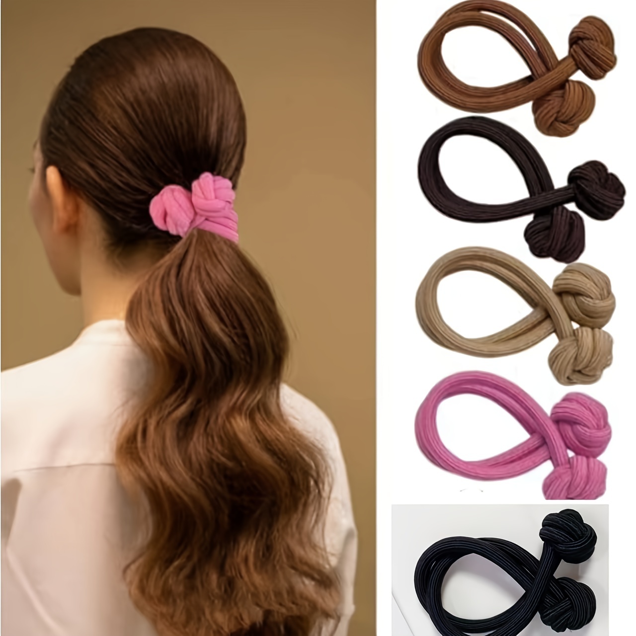 

5-pack Cute Bowknot Hair Ties For Women & Girls - High Elasticity, No-damage Ponytail Holders, Solid Color Hair Accessories For Women Hair Ties For Thick Hair