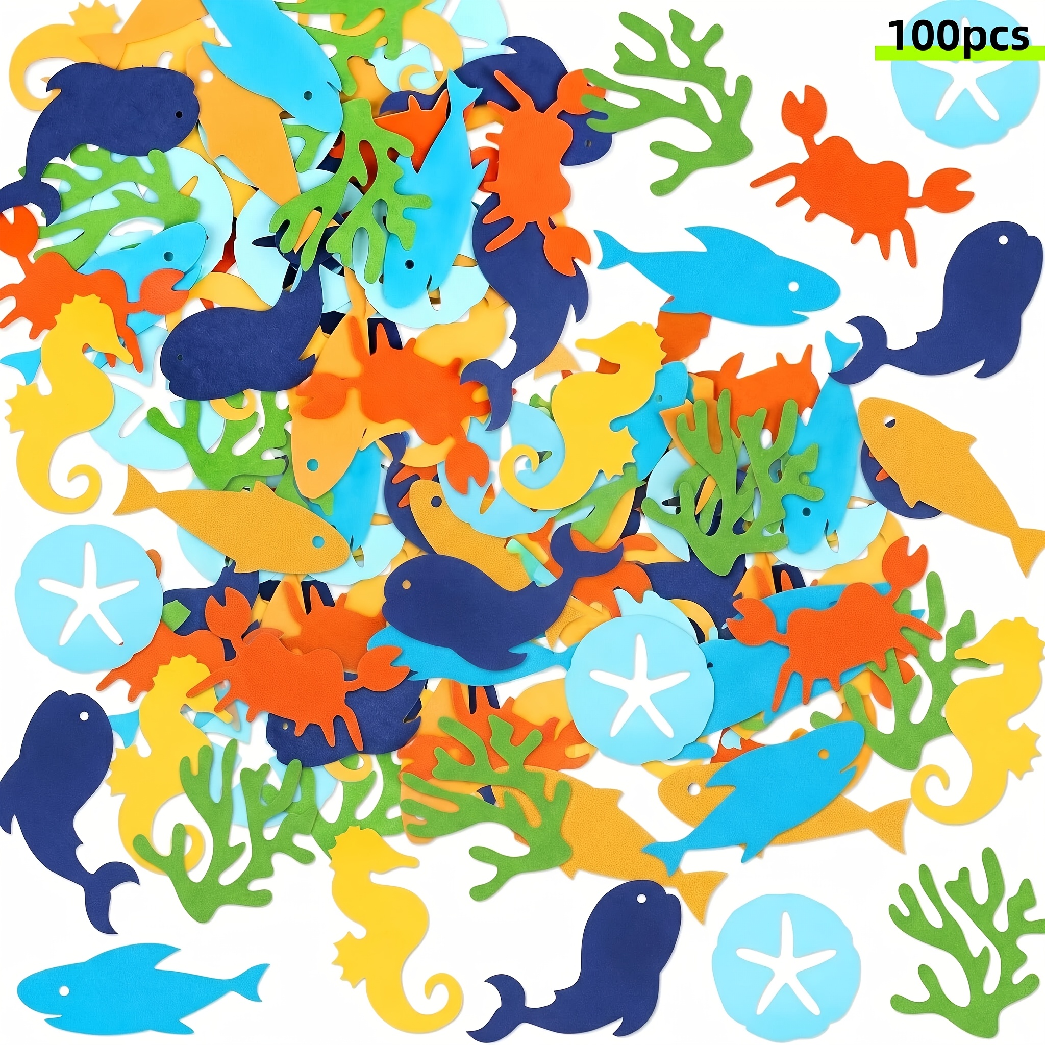 TEMU A Set Of 100 Colorful Underwater-themed Confetti Pieces Featuring Designs Such As Seaweed, And Fish Parties, Including Underwater-themed