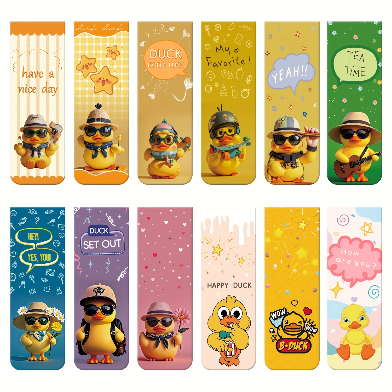 Image of 12pcs Bookmark, Yellow Ducks Magnetic Bookmarks For Women, Men, Book Lovers, Page Markers For Students Teachers Reading Office (yellow Ducks)
