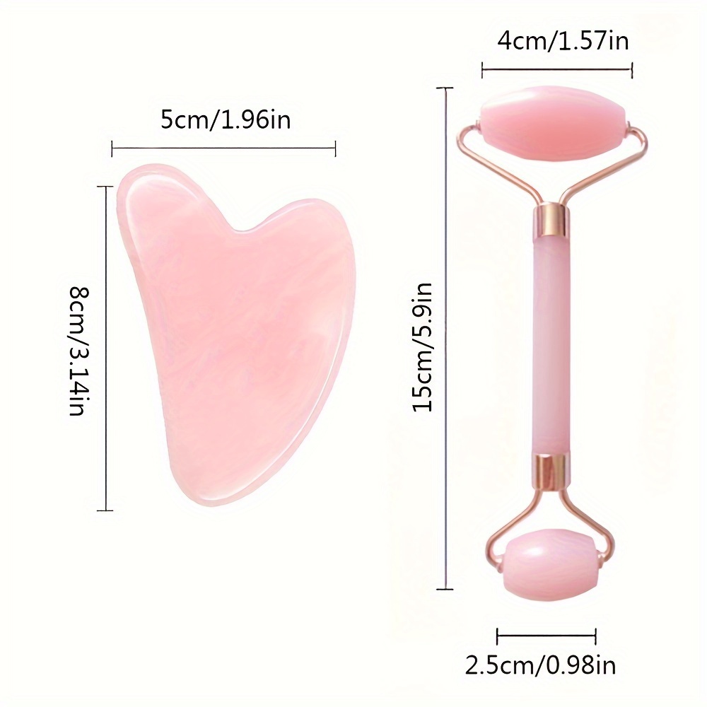 Pink Facial Eye Massage Roller Set with Massage Plate