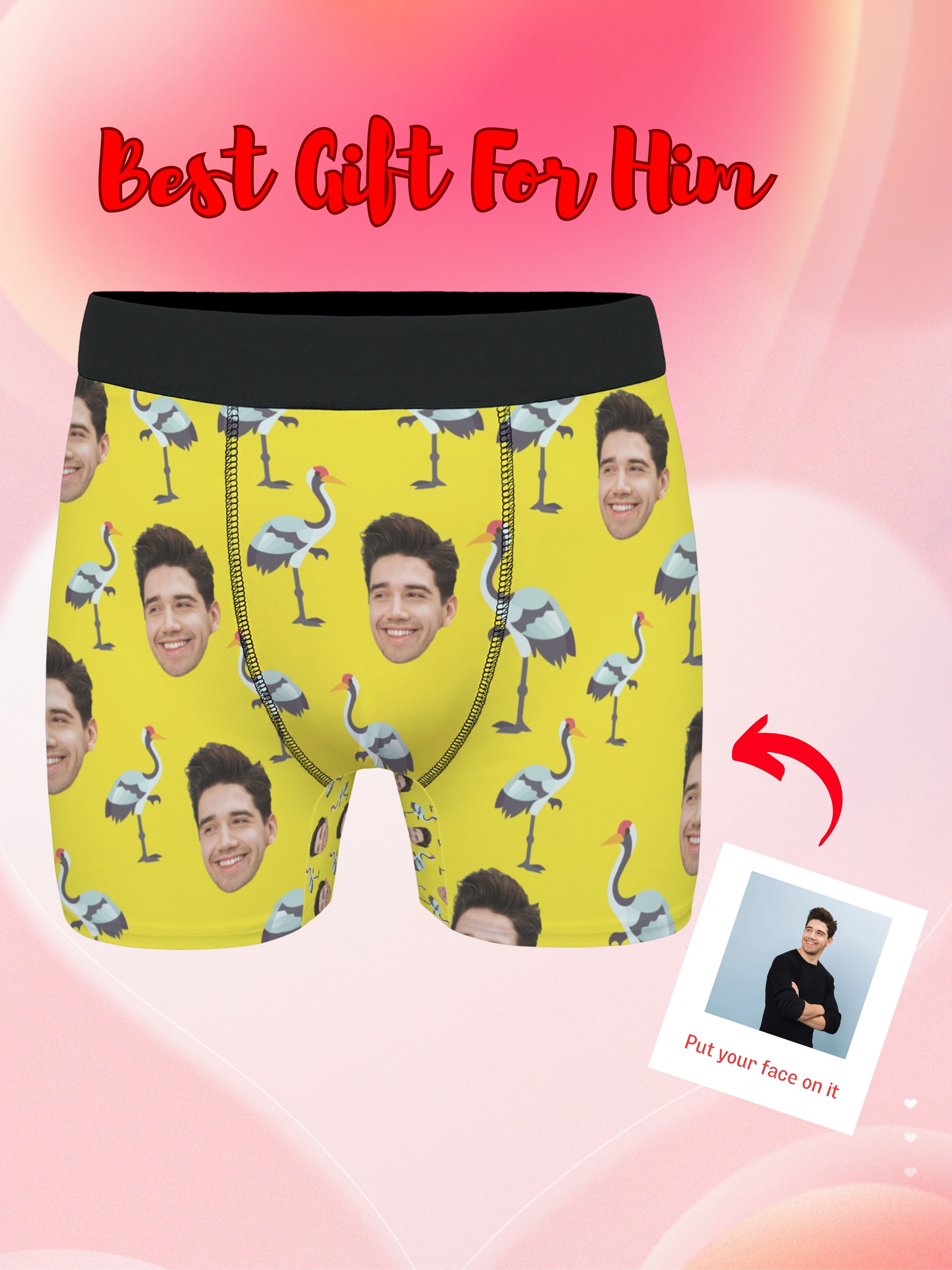 Custom Boxer With Couple Face, Personalized Boxer Briefs, Personalized Face Boxe