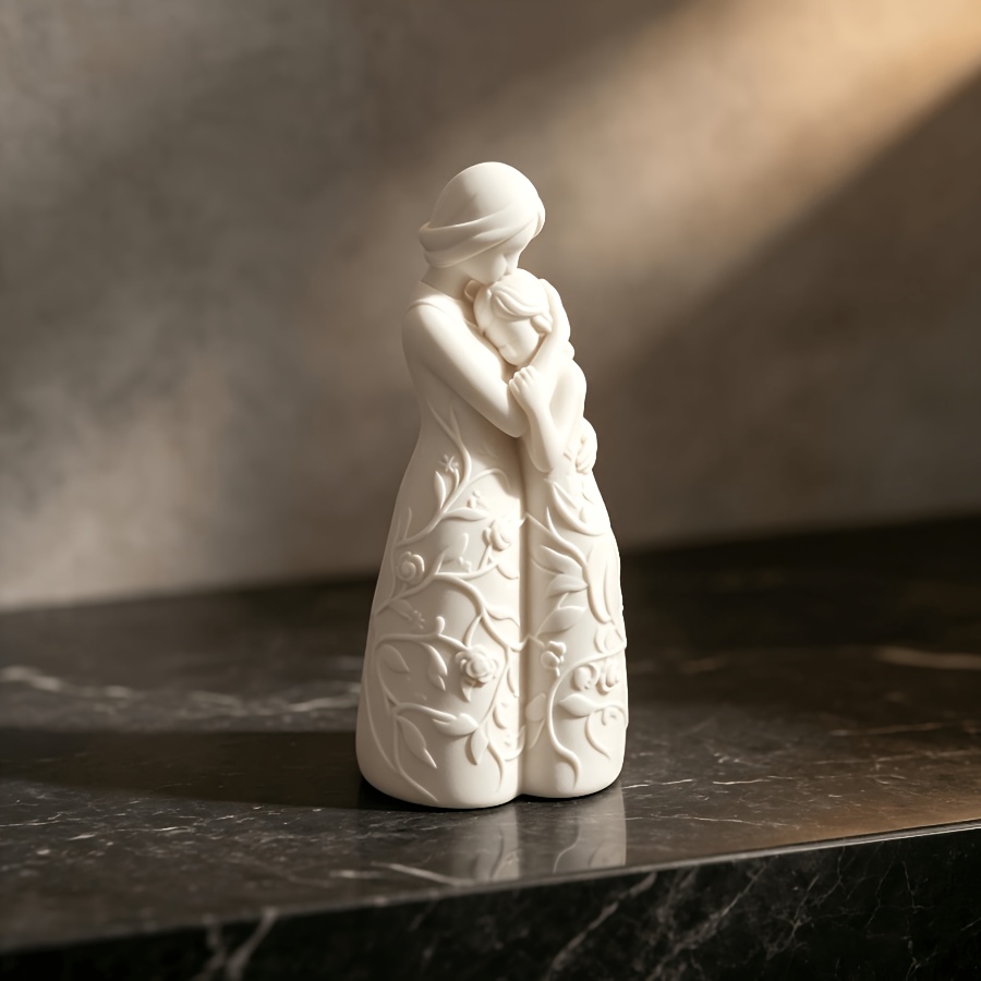 TEMU Mutter--Tochter-Statue – Umarmende Skulptur-Figur, Kunststoff / Dekoration geeignet für – Sentimentales Geschenk zum Muttertag, Familienfeier –