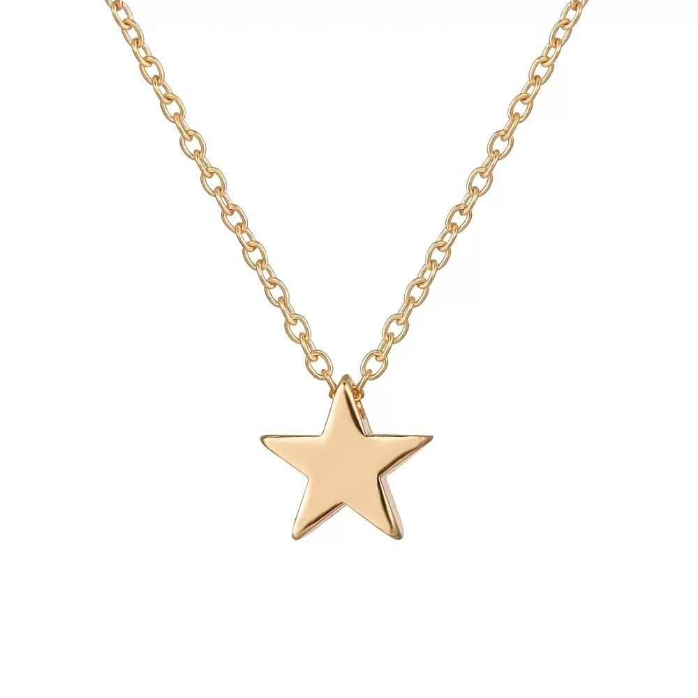 TEMU Collar con colgante de estrella, 1 pieza, collar de acero inoxidable con diseño de estrella de puntas, cadena para la clavícula de estilo