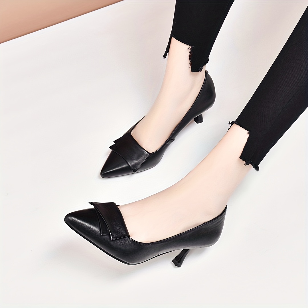 Women's Pointed Toe Court Pumps match Black Slip Heels - Temu