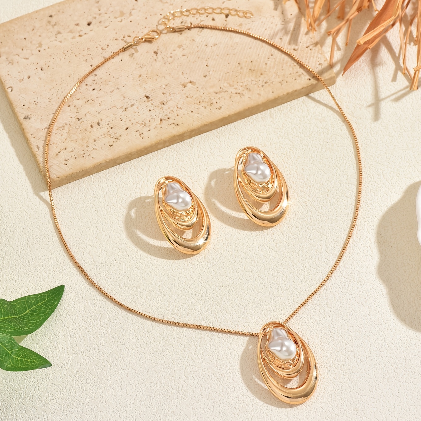 Creative Versatile Imitation Shell Water Drop Baroque Pendant Set